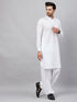 Men's White Cotton Blend Pathani Suit Set